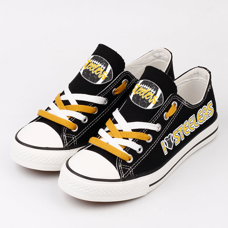 Pittsburgh Steelers Low Top Canvas Sport Sneakers Shoes For Men Women Fans