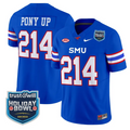 Pony Up Jersey #214 SMU Mustangs 2026 Holiday Bowl Patch Stitched Blue