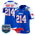 Pony Up Jersey #214 SMU Mustangs 2026 Holiday Bowl Patch Stitched Blue Alternate