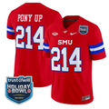 Pony Up Jersey #214 SMU Mustangs 2026 Holiday Bowl Patch Stitched Red