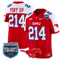 Pony Up Jersey #214 SMU Mustangs 2026 Holiday Bowl Patch Stitched Red Alternate