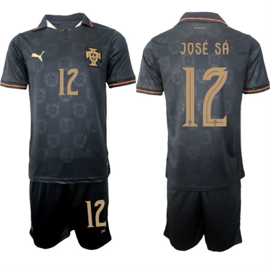 Portugal Team #12 José Sá Black 2026 World Cup Away Soccer Jersey Suit