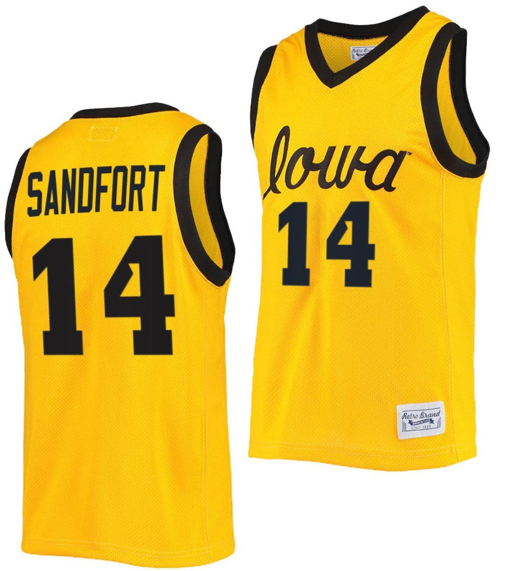 Pryce Sandfort Jersey Iowa Hawkeyes College Basketball Gold #14