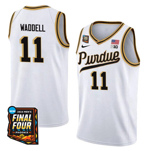 Purdue Boilermakers #11 Brian Waddell 2024 Final Four Patch Basketball White