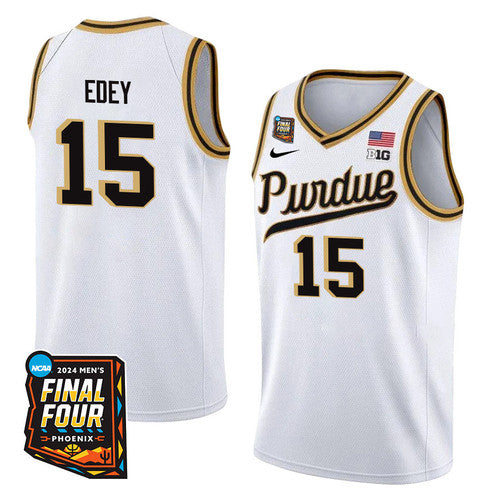 Purdue Boilermakers #15 Zach Edey 2024 Final Four Patch Basketball White