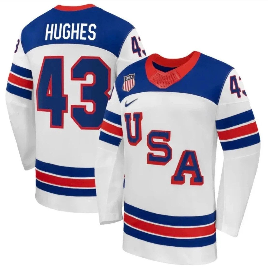 Quinn Hughes Jersey Team USA Winter Olympics 2026 Hockey Premium STITCHED White