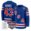 Quinn Hughes Jersey #43 USA Olympic 250 Patch Hockey 2026 Stitched