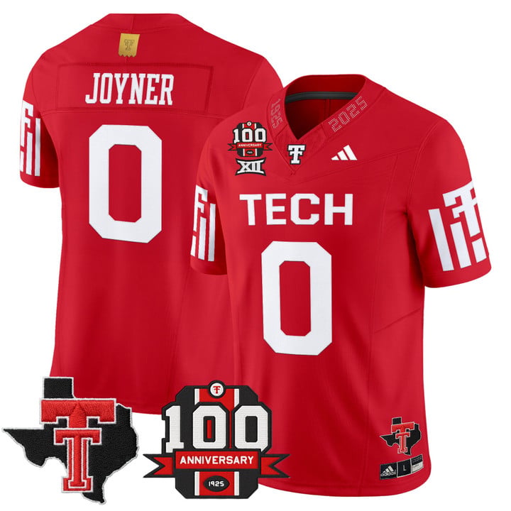 Quinten Joyner Jersey #0 Texas Tech 2025 100th Anniversary Patch Stitched