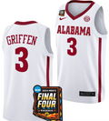 Rylan Griffen Jersey #3 Alabama Crimson Tide 2024 NCAA March Madness Final Four Basketball White