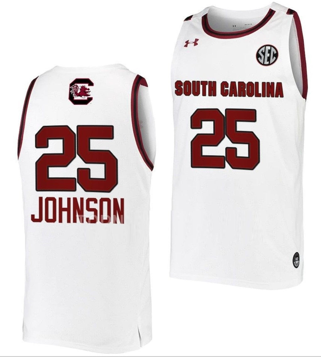 Raven Johnson Jersey South Carolina Gamecocks College Basketball White #25