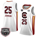 Raven Johnson Jersey #25 South Carolina Gamecocks 2024 NCAA Basketball National Champions White Yellow