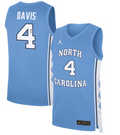 RJ Davis Jersey #4 North Carolina Tar Heels Basketball Blue