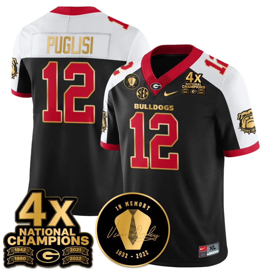 Ryan Puglisi Jersey #12 Georgia Bulldogs 4x-Time National Champions Stitched