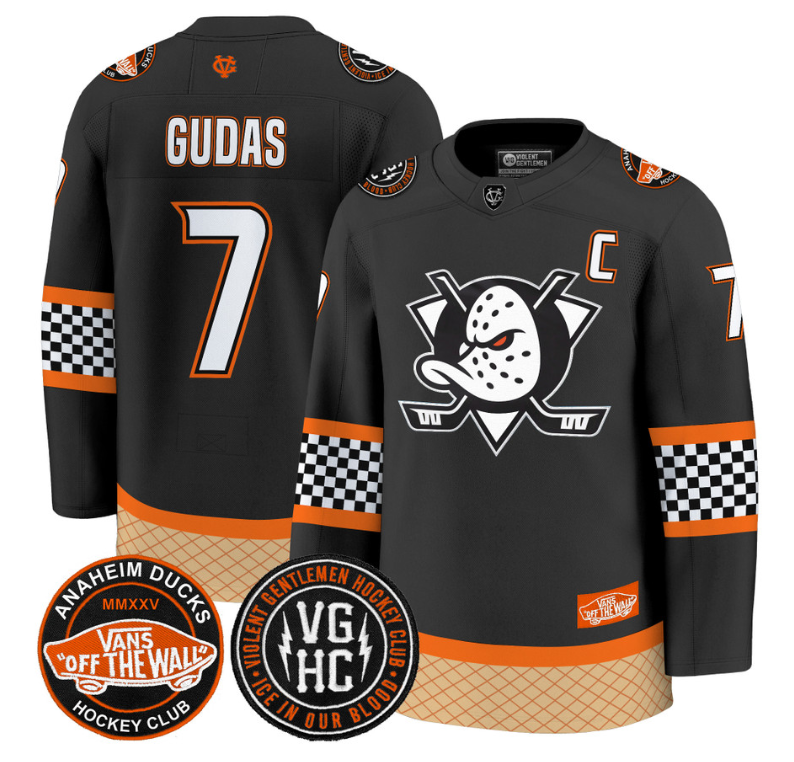 Radko Gudas Jersey #7 Anaheim Ducks Checkerboard 2025 Premium Stitched