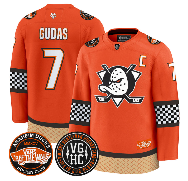 Radko Gudas Jersey #7 Anaheim Ducks Checkerboard 2025 Premium Stitched