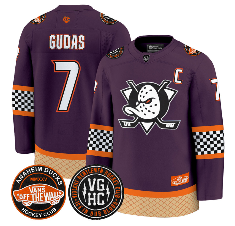 Radko Gudas Jersey #7 Anaheim Ducks Checkerboard 2025 Premium Stitched