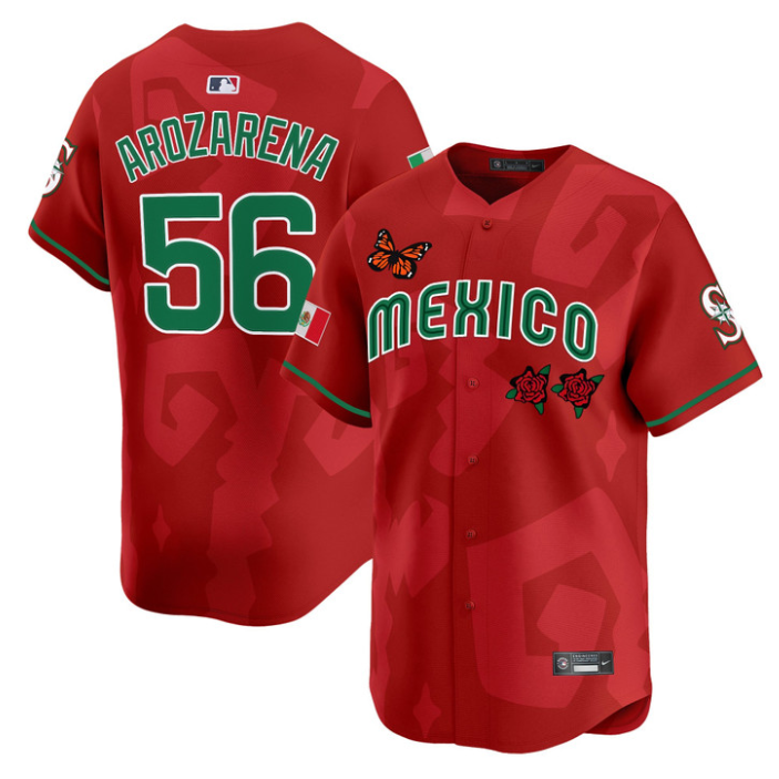 Randy Arozarena Jersey #56 2025 Mexican Heritage x Sentrock Vapor Limited Stitched