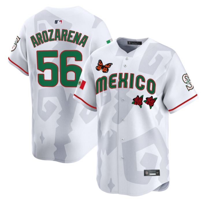 Randy Arozarena Jersey #56 2025 Mexican Heritage x Sentrock Vapor Limited Stitched