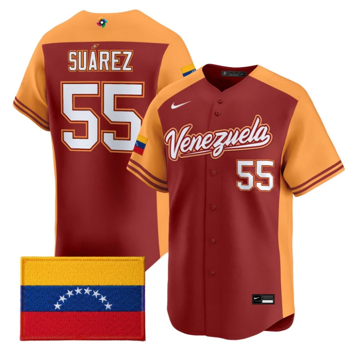 Ranger Suárez Jersey #55 Venezuela  World Baseball Classic 2026 Stitched