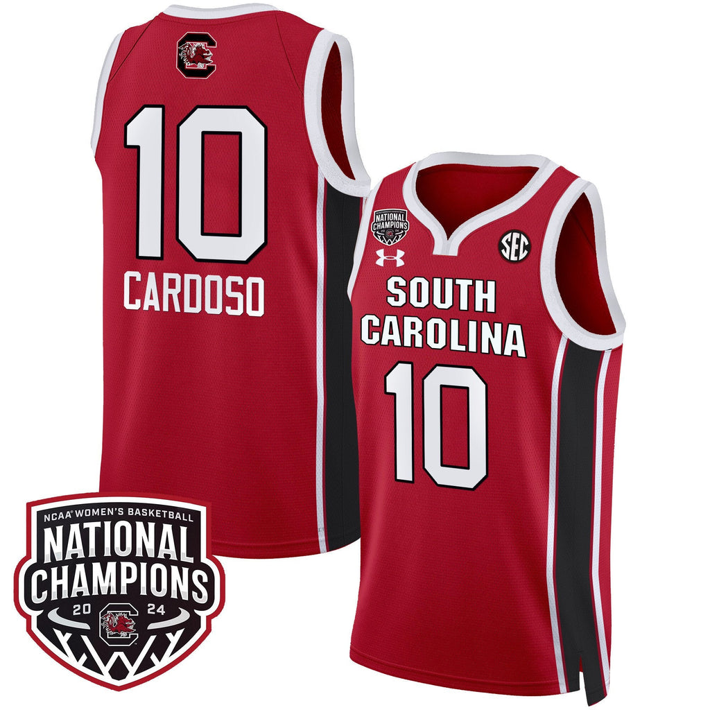 Kamilla Cardoso Jersey #10 South Carolina Gamecocks Basketball 2024 National Champions All Stitched Red