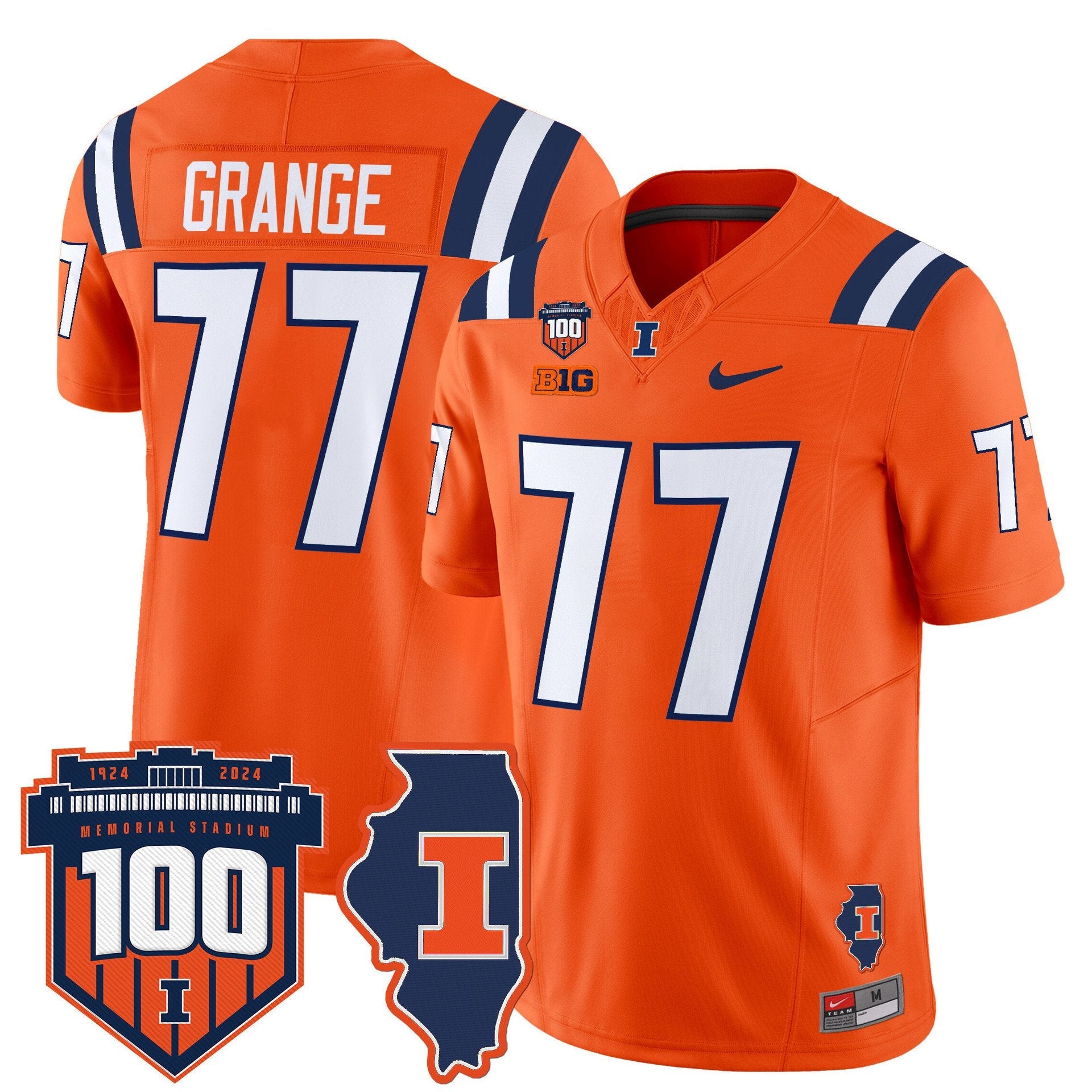 Red Grange Jersey #77 Illinois Fighting 100th Memorial Stadium