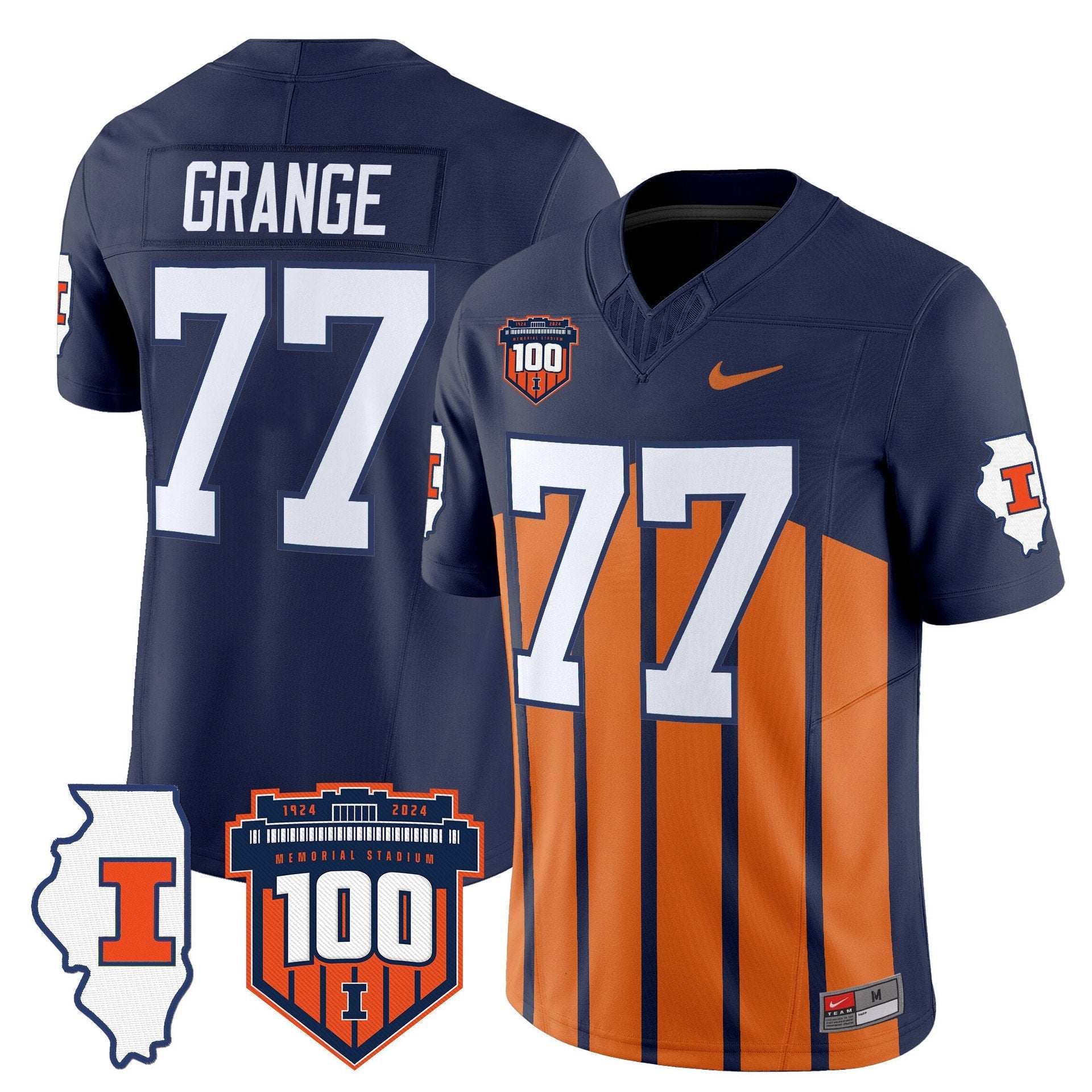 Red Grange Jersey #77 Illinois Fighting 100th Memorial Stadium