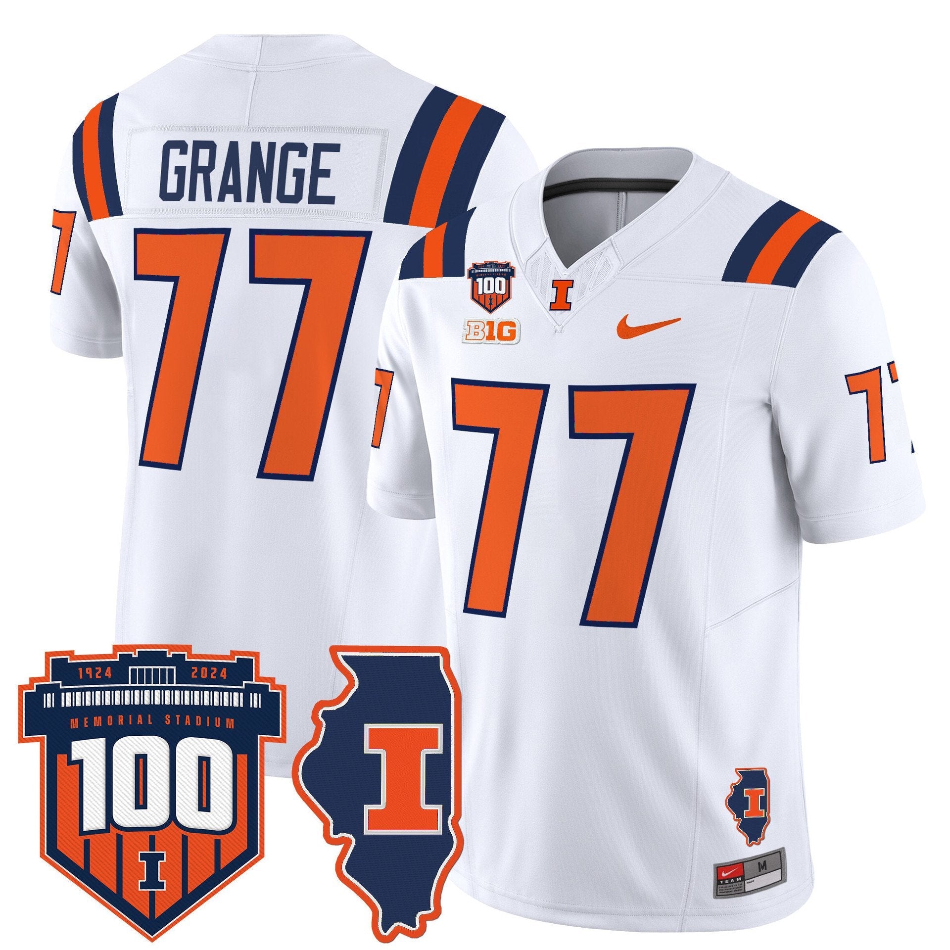 Red Grange Jersey #77 Illinois Fighting 100th Memorial Stadium