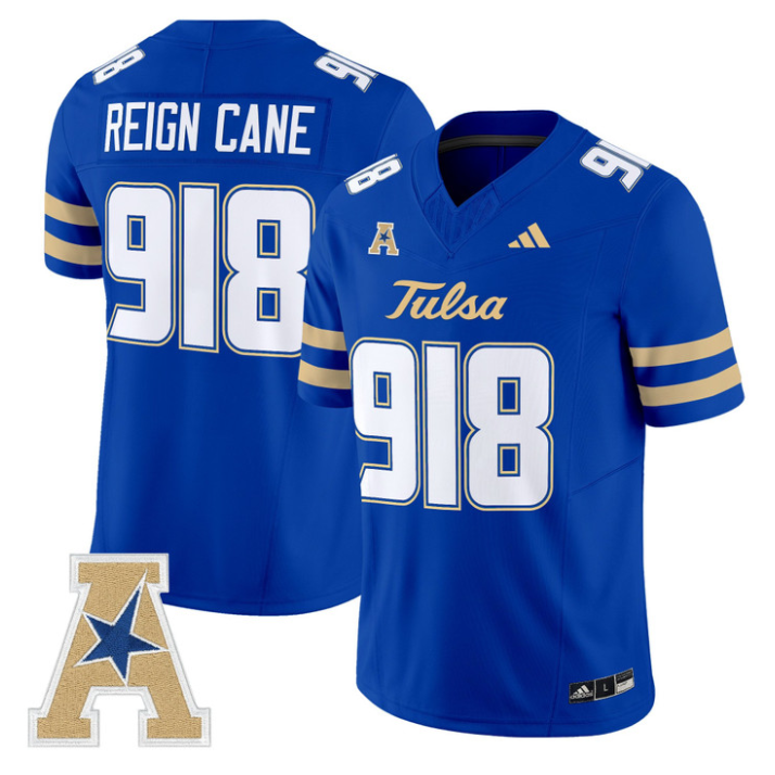 Reign Cane Jersey #918 Tulsa Golden Hurricane 2025 Vapor Stitched Royal