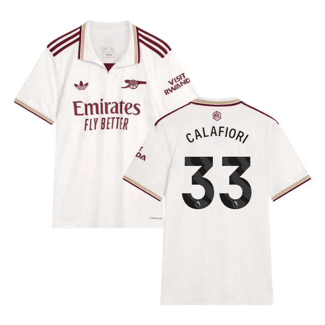 Riccardo Calafiori #33 Arsenal 2025-26 Third Jersey – Cream