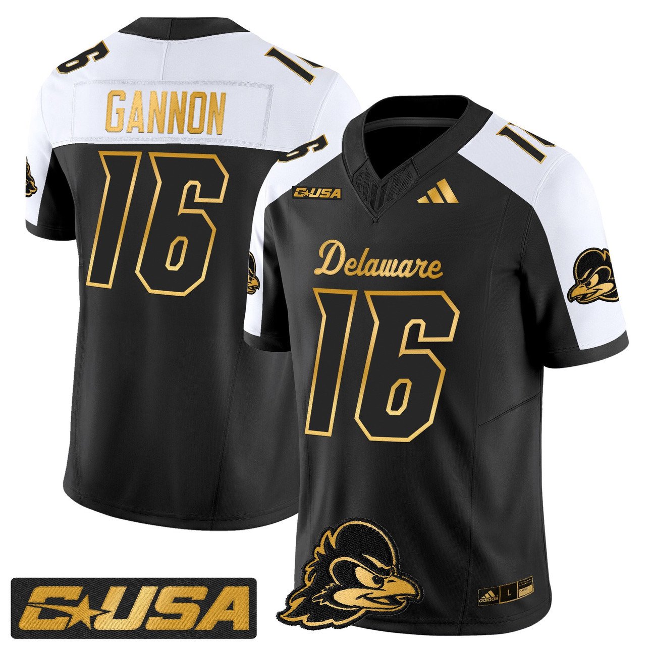 Rich Gannon Jersey #16 Delaware Blue Hens 2025 Gold Vapor Stitched
