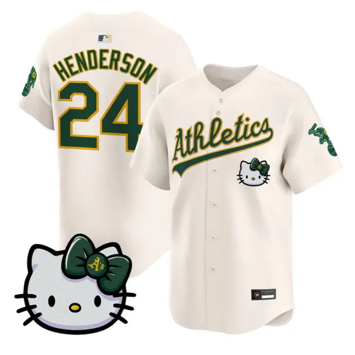 Rickey Henderson Jersey #24 Athletics Hello Kitty Vapor Premier Stitched