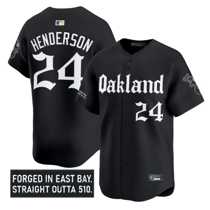 Rickey Henderson Jersey #24 Oakland Athletics Gothic East Bay Edition
