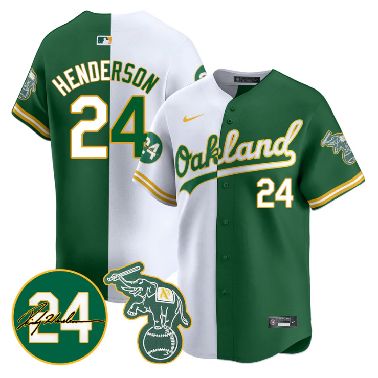 Ricky Henderson Jersey #24 Oakland Athletics 2025 Rickey Henderson Memorial Stitched