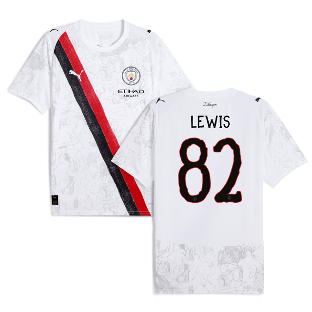 Rico Lewis 82 Manchester City 2025-26 Match Jersey – White