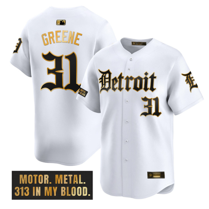 Riley Greene Jersey #31 Detroit Tigers Motor Gothic Edition Stitched
