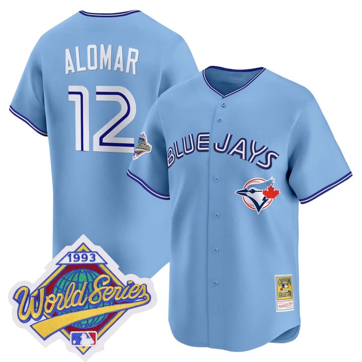 Roberto Alomar Jersey #12 Toronto Blue Jays 1993 World Series Throwback