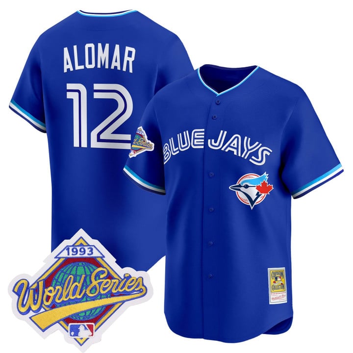 Roberto Alomar Jersey #12 Toronto Blue Jays 1993 World Series Throwback