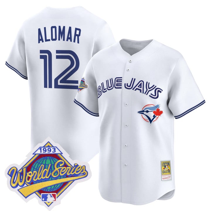 Roberto Alomar Jersey #12 Toronto Blue Jays 1993 World Series Throwback