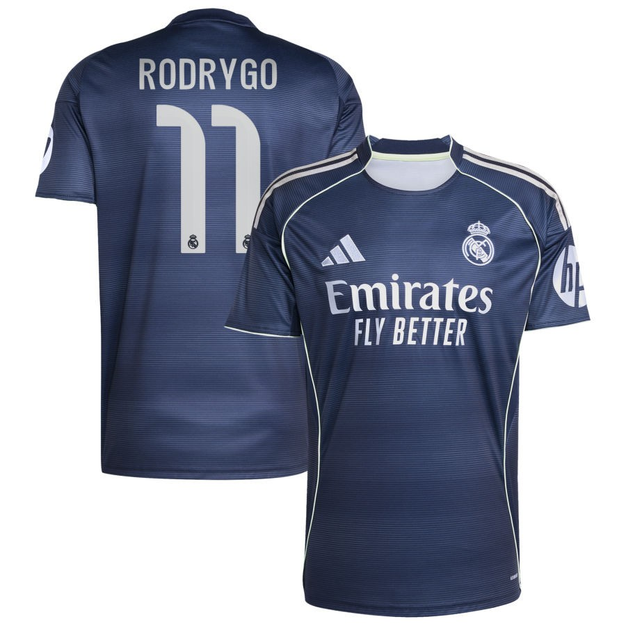 Rodrygo 11 Real Madrid 2025-26 Away Jersey – Blue