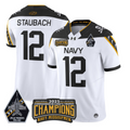 Roger Staubach Jersey #12 Navy Midshipmen Jolly Rogers 2025 Trophy Stitched White