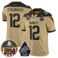 Roger Staubach Jersey #12 Navy Midshipmen Jolly Rogers 250th Patch Stitched