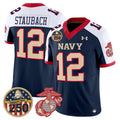 Roger Staubach Jersey #12 Navy Midshipmen USMC 250th Patch Stitched
