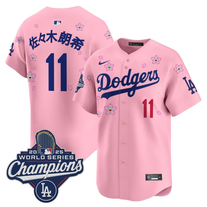Roki Sasaki Kanji Jersey #11 Dodgers 2025 World Series Champions Stitched