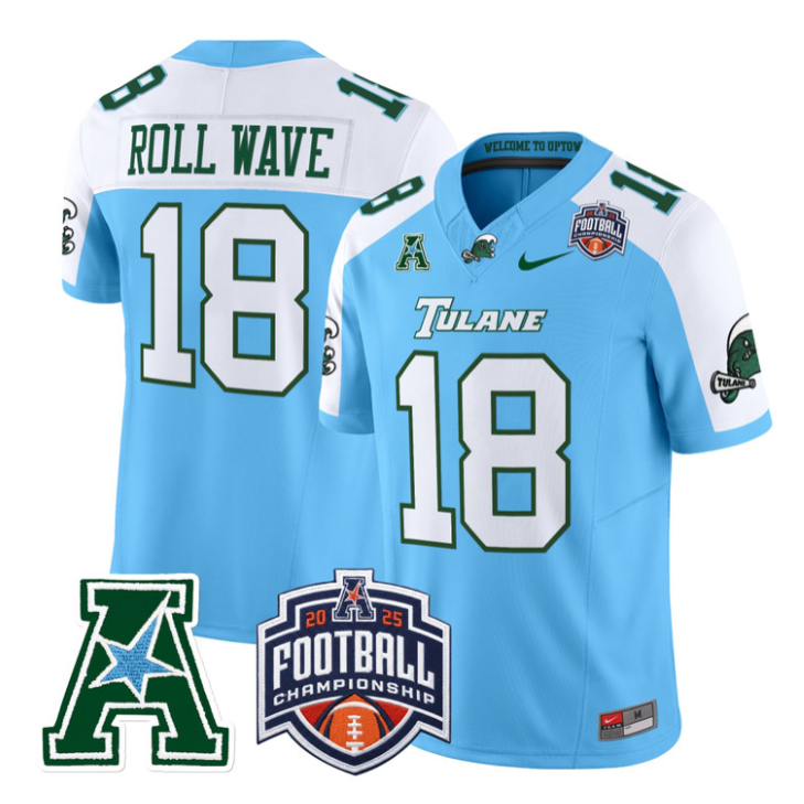 Roll Wave Jersey #18 Tulane Green Wave 2025 AAC Championship Stitched