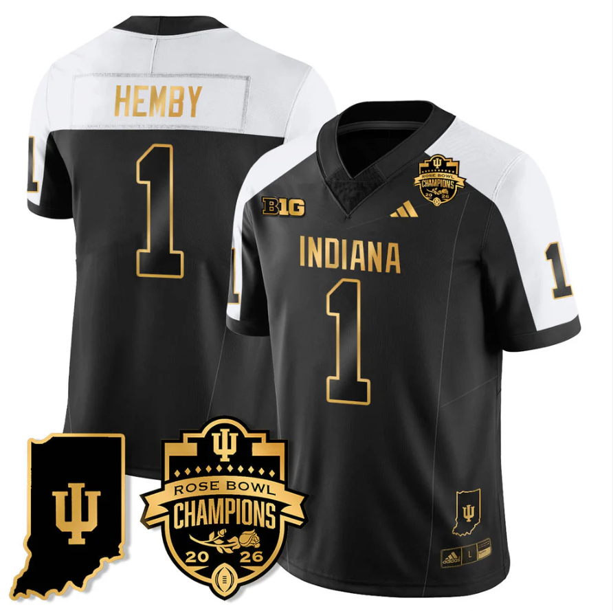 Roman Hemby Jersey #1 Indiana Hoosiers 2026 Rose Bowl Champions Patch Stitched