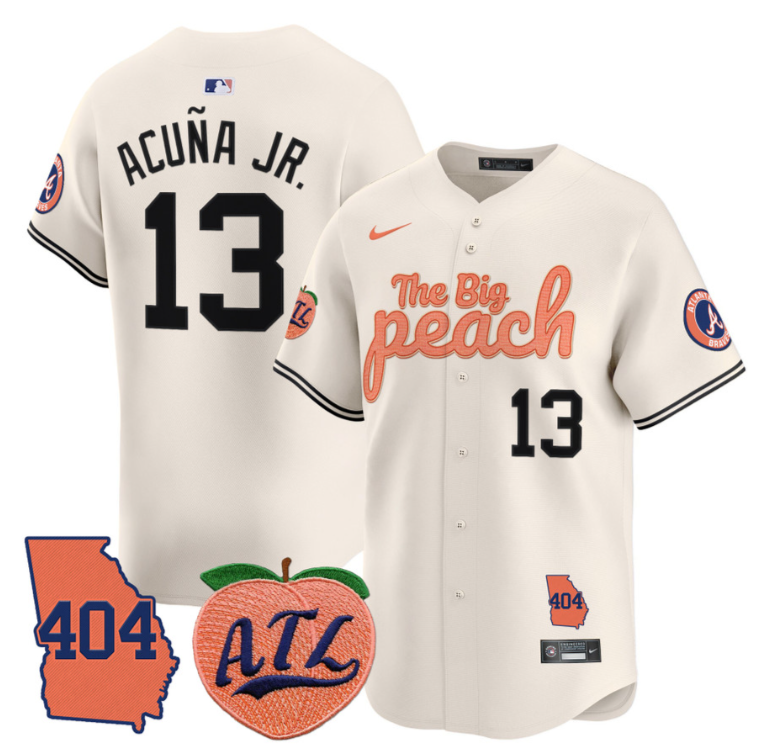 Ronald Acuna Jr Jersey #13 Atlanta Braves 404 & The Big Peach Premier Limited Stitched