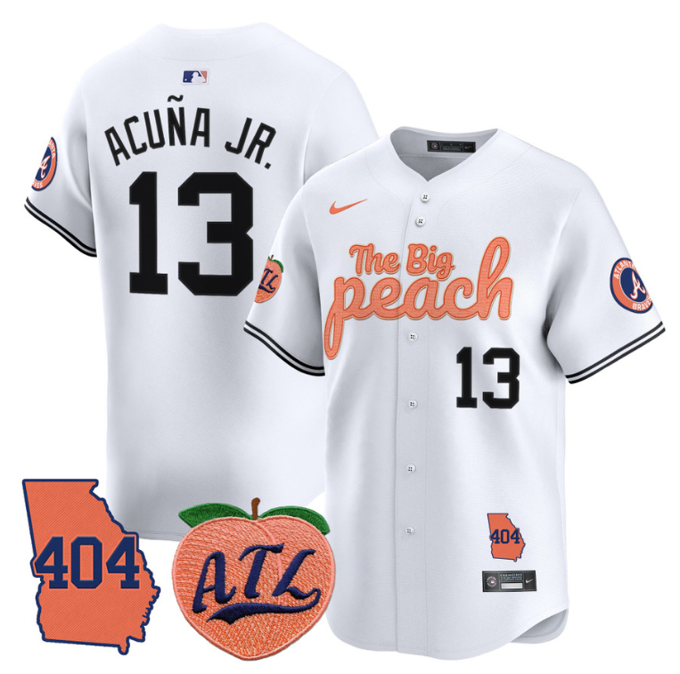 Ronald Acuna Jr Jersey #13 Atlanta Braves 404 & The Big Peach Premier Limited Stitched