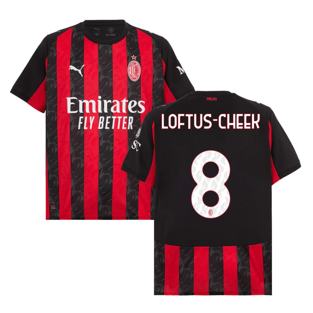 Ruben Loftus-Cheek 8 AC Milan 2025-26 Home Match Jersey – Black Red
