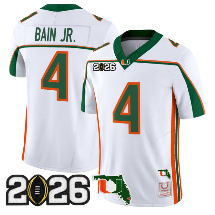 Rueben Bain Jr Jersey #4 Miami Hurricanes Throwback 2026 CFP Final Florida Patch