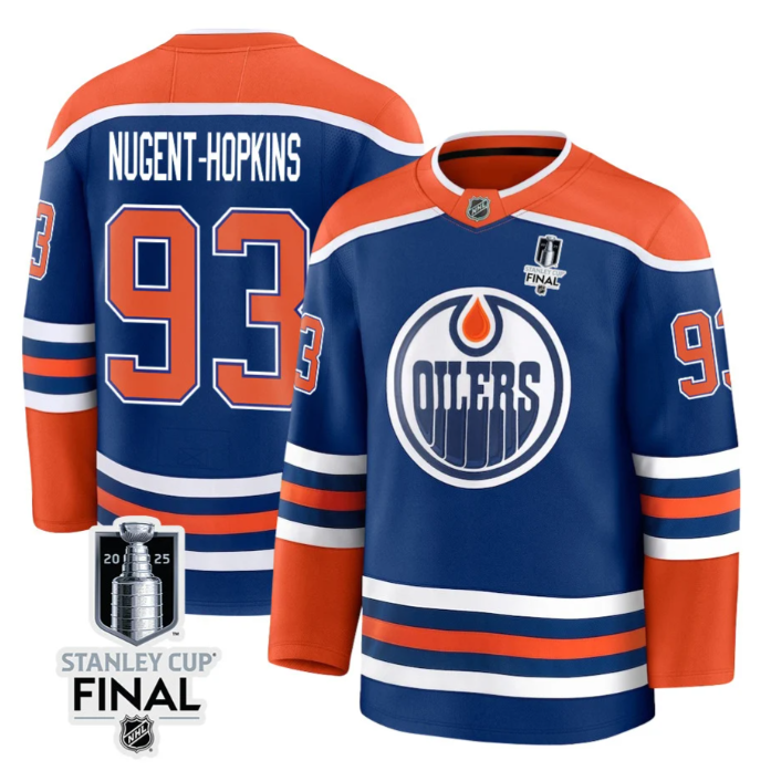 Ryan Nugent-Hopkins 93 Edmonton Oilers 2025 STANLEY CUP Final Patch Home Men Jersey Royal